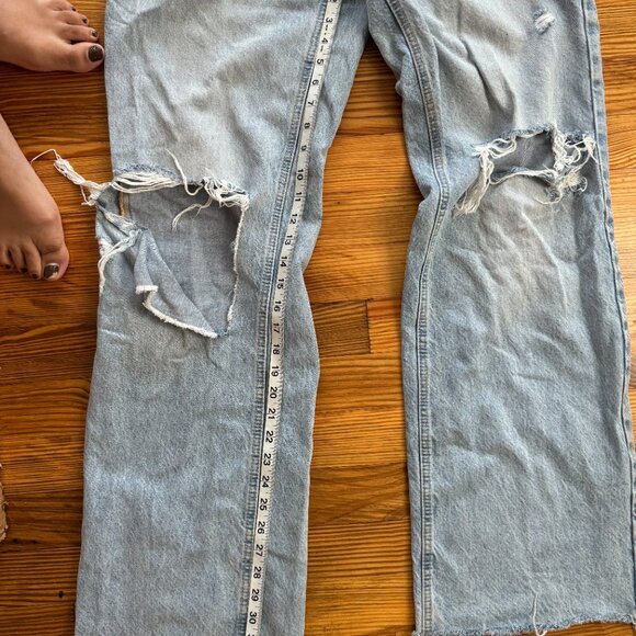 Zara High Rise Ripped Light Wash Jean - Picture 2 of 5